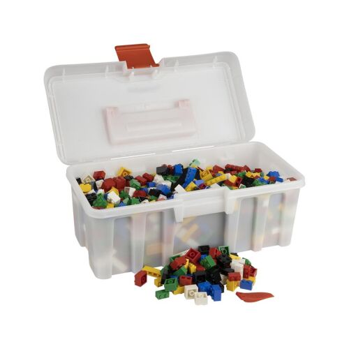 Q-BRiCKS Комплект от 750 смесени строителни блокчета в основни цветове с кутия за съхранение