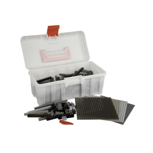 Q-BRiCKS Set de construcție gri cu 600 de piese cu cutie de depozitare