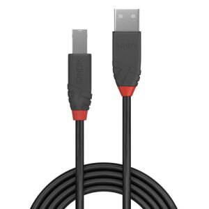 LINDY 0,5m kabel USB 2.0 Typ A do B, Anthra Line, czarny, 0,5m - Kabel danych