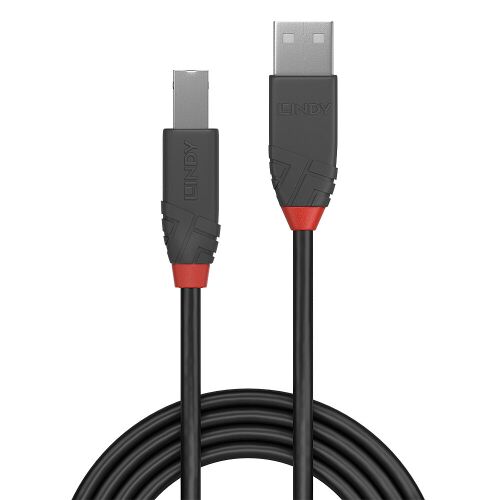 LINDY 0,5m USB 2.0 kabel Tip A na B, Anthra Line, crni, 0,5m