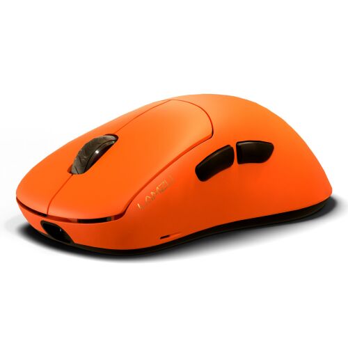 Lamzu Thorn 4K Fnatic Edition pomarańczowa bezprzewodowa mysz gamingowa, widok pod kątem