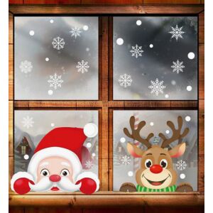 Karácsonyi sztatikus ablakmatrica, Vanco-Up - Mikulás, rénszarvas, hópelyhek 145356244 - Ablakmatrica