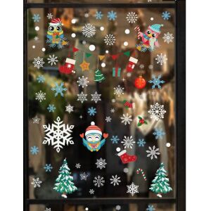 Karácsonyi sztatikus ablakmatrica, Vanco-Up - Baglyok díszekkel 145356241 - Ablakmatrica