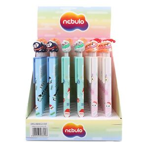 Nebulo karácsonyi golyóstollak állatos sapkával, 36 darabos display - Nebulo