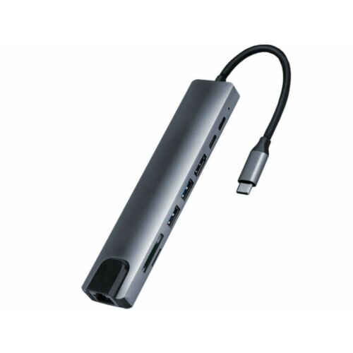 Thunder HBC-108 USB-C 8 az 1-ben adapter, ferde nézet - Thunder
