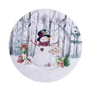 Iris bádog tálca kör hóember 33*1,5 cm 113716261 - Iris