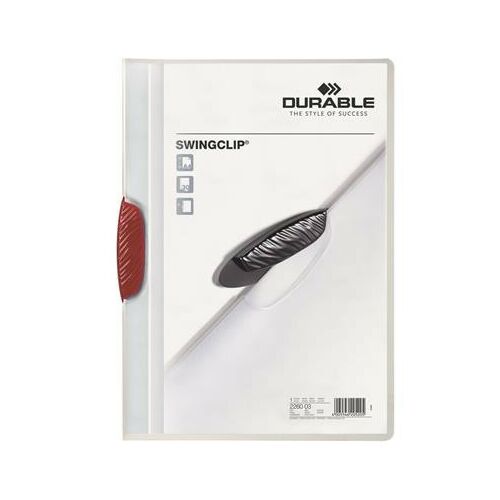 Gyorsfűző, klipes, A4, DURABLE "Swingclip® 30", piros 122868522