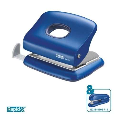 Lyukasztó, kétlyukú, 20 lap, RAPID "FC20", vízkék 122868907