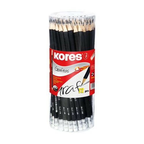 KORES HB Háromszögletű Grafitceruza Radírral, 12 db - Kores