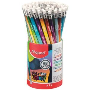 Grafitceruza radírral, ceruzatartó, HB, háromszögletű, MAPED "Black'Peps Energy", 6 különböző minta 122873296 - Grafitceruza