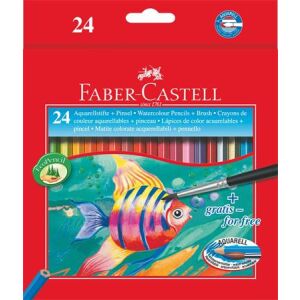 Akvarell ceruza készlet, hatszögletű, ecsettel, FABER-CASTELL, 24 különböző szín 122880610 - Művészceruza