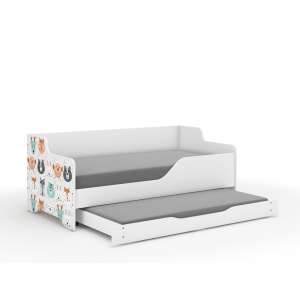 LILU children's bed with pull-out bed and storage, forest animals design - Nonbrand Youth Bed