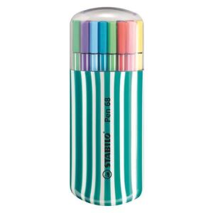 Filctoll készlet, 1 mm, türkiz tok, STABILO "Pen 68 Zebrui", 20 különböző szín 122884725 - STABILO Rostirón & Tűfilc