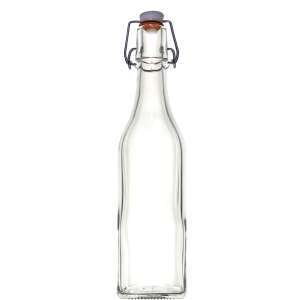 0,5L quadratische Glasflasche mit Schnappverschluss - Wein- und Branntweinbrauen