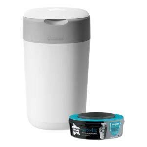 Tommee Tippee Twist and Click pelenkacsomagoló és utántöltő kazetta, ferde nézet - Pelenkatartó vödör, zacskó
