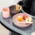 Nattou dinner set silicone 4 piece set with cups pink-paddy 122936373