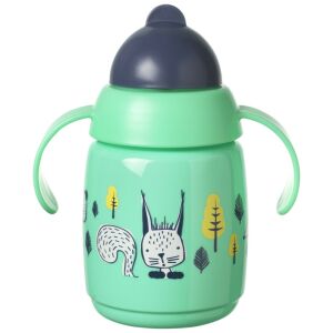 Tommee Tippee Superstar szívószálas itatópohár, 300ml, zöld, 6 hónapos kortól, mókus mintával - Tommee Tippee