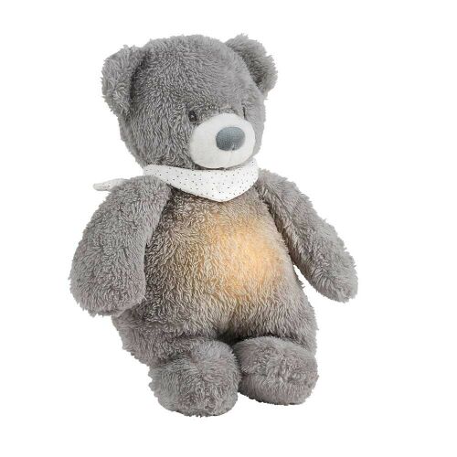 Nattou Sleepy Bear Grey Musical Night Light Plush Toy