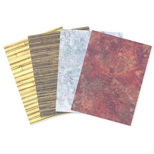 4 darabos dekoratív Décopatch papír készlet fa, kő és texturált mintákkal dekupázshoz
