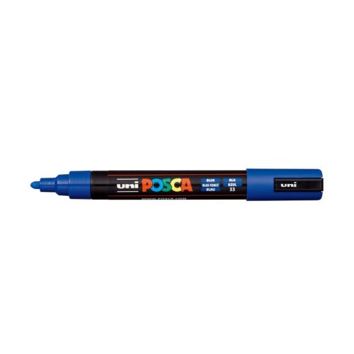 Szögletes nézet az UNI Posca PC-5M kék festőmarkerről - Uni