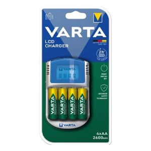 Akkumulátor töltő VARTA LCD-s + AA 4x2600 mAh + 12 V USB 122976890 - Varta Elem