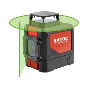Extol Premium Green Laser Level 1D1V projecting horizontal and vertical lines - Extol