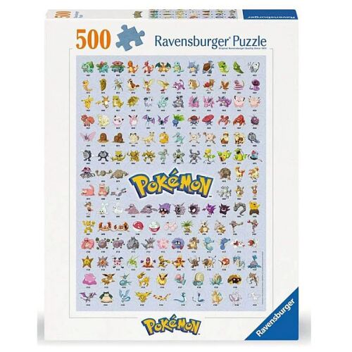 Ravensburger 500 darabos Pokémon puzzle, különböző Pokémon karakterekkel.