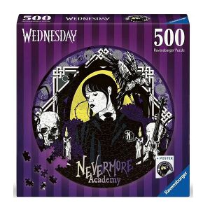 Ravensburger Wednesday 500 darabos kör alakú kirakó puzzle Nevermore Academy mintával. - Ravensburger