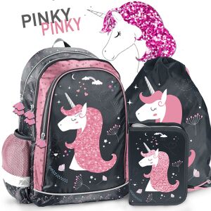 Paso Unikornisos PINKY iskolatáska szett hátizsákkal, tolltartóval és tornazsákkal, unikornis mintával. - Paso