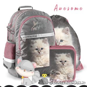 Paso Awesome Cicás iskolatáska szett lányoknak, tartalmaz hátizsákot, tolltartót és tornazsákot - Paso