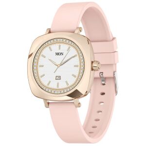 Smartwatch VALDUS VL40 PRO dla dziewcząt, ekran 1,19 cala, złoty z różowym paskiem - Inteligentne urządzenie