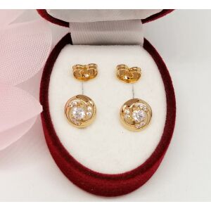 Xuping aranyozott, hipoallergén beszúrós fülbevaló, 9 mm-es, kerek formájú cirkónia kövekkel - Divat & Öltözködés