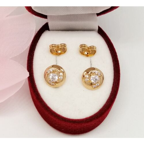 Xuping aranyozott, hipoallergén beszúrós fülbevaló, 9 mm-es, kerek formájú cirkónia kövekkel