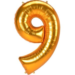 Balon folie Arany Gold numărul 9, 137 cm, decorațiune aurie pentru petrecere - Amscan