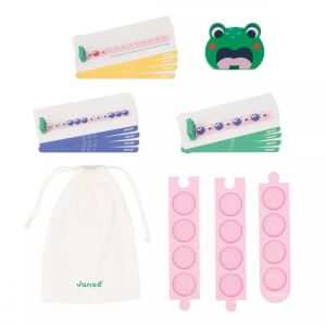 Janod Algoritmusok Béka játék alkatrészek: béka fej, légy zsetonok, sorrend kártyák, tároló zsák - Janod