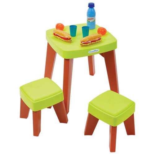 Ecoiffier Kindertisch mit Stühlen und Zubehör #grün-braun