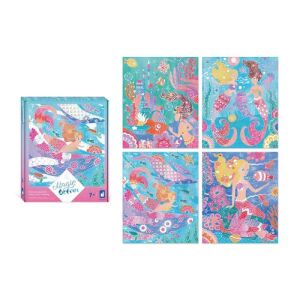 Janod Magic Ocean akvarell festőkészlet 4 sellő témájú vászonnal és festékkészlettel - Janod