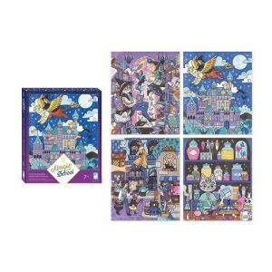 Janod Magic School akvarell festőkészlet 4 varázslatos iskolai témájú képpel - Janod