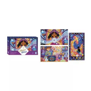 Janod Varázsiskola Mozaik Képkészítő készlet gyerekeknek 7 éves kortól, dobozzal és kész mozaik képekkel - Janod