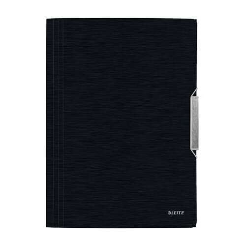 LEITZ Style A4 fascikl s gumicom, satenska crna