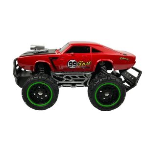 Monster Dodge piros távirányítós játékautó, oldalnézet - Lean Toys
