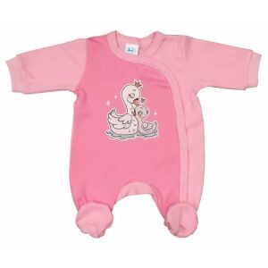 Vékony, pamut, elöl patentos kislány rugdalózó Hattyú mintával (56)