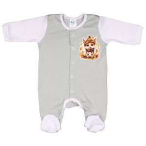 Vékony, pamut, elöl patentos rugdalózó Kisróka mintával (44) - menta