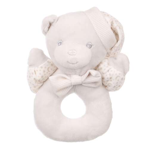 Szürke plüss maci csörgő játék, Little Kids, 17cm, baba játék, csörgő, plüss, puha játék, baba ajándék, baba zuhany ajándék 