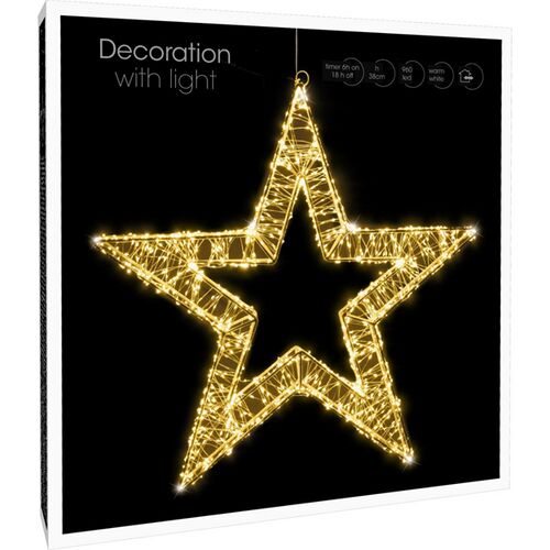 Karácsonyi Csillag Dekor - 38 cm - 960 LED - Meleg Fehér 113681960