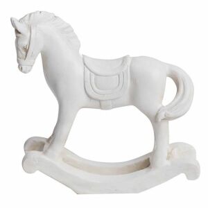 Fehér polirezin hintaló karácsonyi dekoráció, 10x9 cm - Szezonális dekoráció