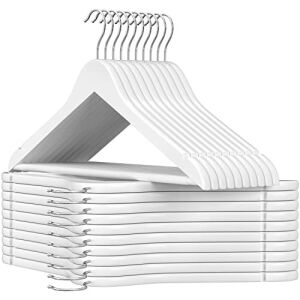 Umerașe albe din lemn pentru haine cu bară pentru pantaloni, set de 20 buc. - Design interior