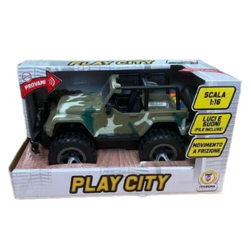 Play City Katonai Jeep játékautó a csomagolásban, katonai jármű modell, 1:16 méretarány - Autó és jármű