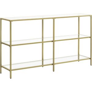 Konzolasztal polcokkal edzett üveglappal, óarany 130x30x73cm 113747902 - Konzolasztal