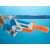Nerf Super Soaker Twister water blaster, blue and white, with double water jets, in water